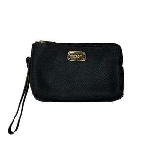 Michael Kors MK Black Double Zip Wristlet Clutch Wallet
